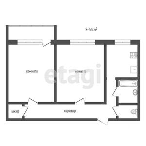 2-к квартира, вторичка, 54м2, 4/9 этаж