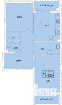 2-к квартира, вторичка, 75м2, 2/9 этаж