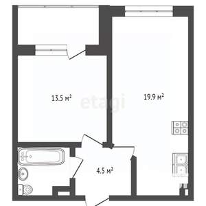 1-к квартира, вторичка, 44м2, 2/16 этаж