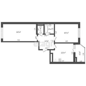 2-к квартира, вторичка, 53м2, 15/20 этаж
