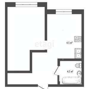 Студия квартира, вторичка, 42м2, 1/4 этаж