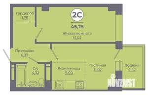 2-к квартира, вторичка, 44м2, 9/24 этаж