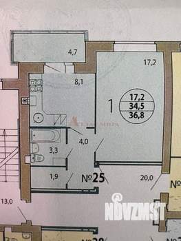 1-к квартира, вторичка, 37м2, 4/4 этаж