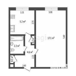 1-к квартира, вторичка, 30м2, 1/9 этаж