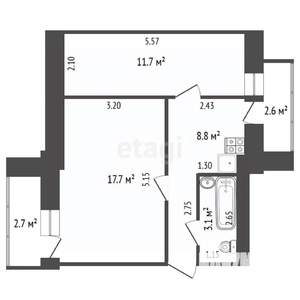 2-к квартира, вторичка, 41м2, 6/9 этаж