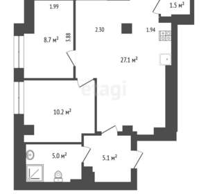 2-к квартира, вторичка, 84м2, 6/25 этаж