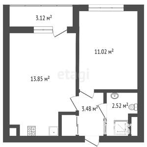 1-к квартира, вторичка, 48м2, 21/24 этаж