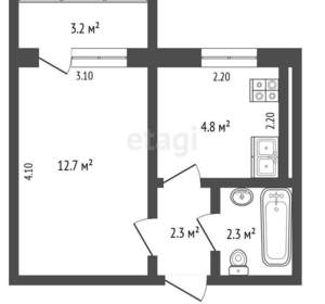 1-к квартира, вторичка, 22м2, 4/9 этаж