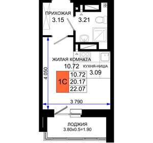 Студия квартира, вторичка, 22м2, 8/25 этаж