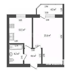 1-к квартира, вторичка, 42м2, 11/11 этаж