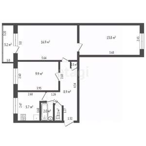 3-к квартира, вторичка, 59м2, 5/5 этаж
