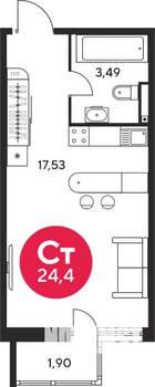 Студия квартира, сданный дом, 24м2, 14/25 этаж