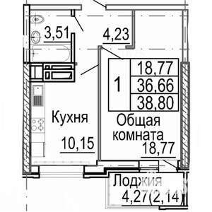 1-к квартира, вторичка, 41м2, 16/24 этаж