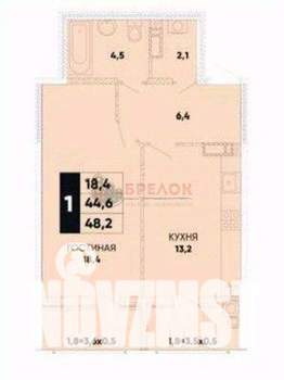 1-к квартира, вторичка, 48м2, 11/24 этаж