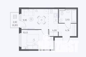 1-к квартира, строящийся дом, 34м2, 12/14 этаж
