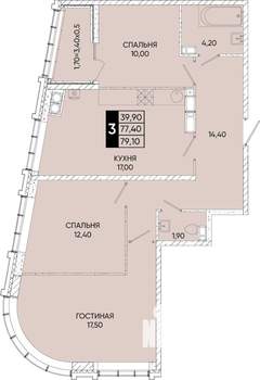 3-к квартира, вторичка, 79м2, 20/24 этаж