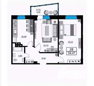 2-к квартира, вторичка, 60м2, 9/24 этаж