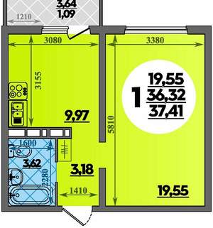 1-к квартира, вторичка, 37м2, 15/18 этаж