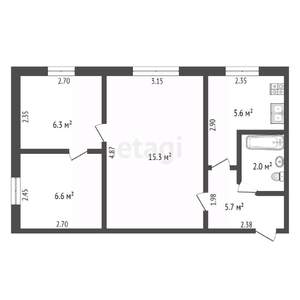 3-к квартира, вторичка, 42м2, 2/2 этаж