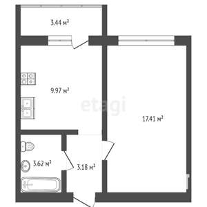 1-к квартира, вторичка, 36м2, 1/17 этаж