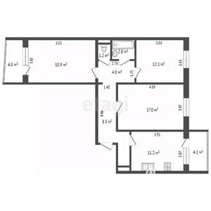 3-к квартира, вторичка, 74м2, 10/10 этаж