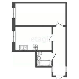 1-к квартира, вторичка, 43м2, 4/4 этаж