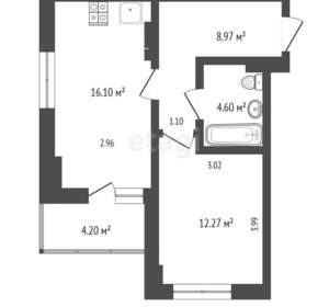 1-к квартира, вторичка, 47м2, 15/19 этаж