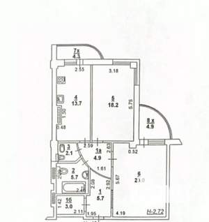2-к квартира, вторичка, 78м2, 5/18 этаж