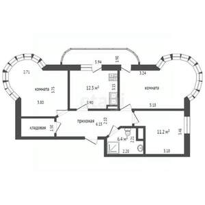 3-к квартира, вторичка, 90м2, 15/15 этаж