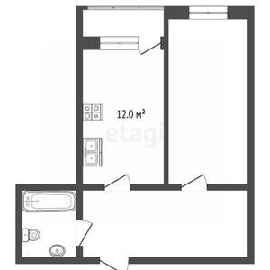 1-к квартира, вторичка, 43м2, 2/5 этаж