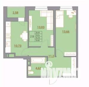 2-к квартира, вторичка, 56м2, 3/22 этаж