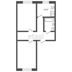 2-к квартира, вторичка, 42м2, 5/5 этаж