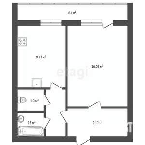1-к квартира, вторичка, 35м2, 1/9 этаж