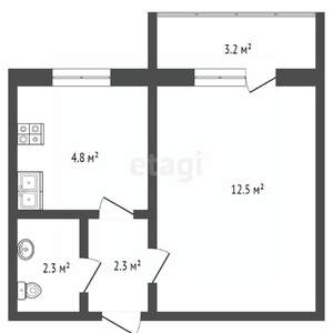 1-к квартира, вторичка, 25м2, 2/9 этаж