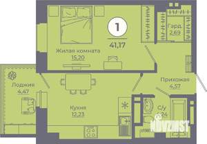1-к квартира, вторичка, 41м2, 21/24 этаж