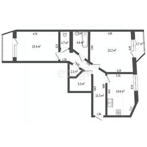 2-к квартира, вторичка, 80м2, 3/10 этаж