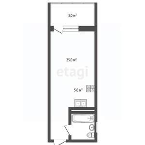 Студия квартира, вторичка, 25м2, 7/25 этаж