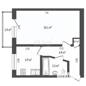 1-к квартира, вторичка, 31м2, 4/5 этаж