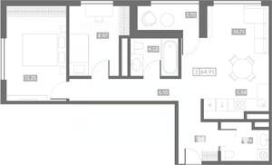 2-к квартира, вторичка, 65м2, 12/24 этаж