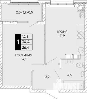 1-к квартира, вторичка, 36м2, 5/24 этаж