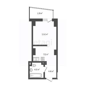 Студия квартира, вторичка, 30м2, 8/25 этаж