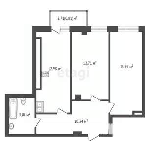 2-к квартира, вторичка, 55м2, 17/22 этаж