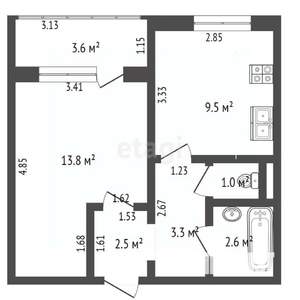 3-к квартира, вторичка, 60м2, 5/5 этаж