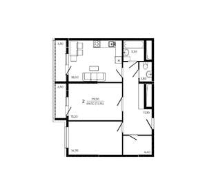 2-к квартира, вторичка, 73м2, 18/19 этаж