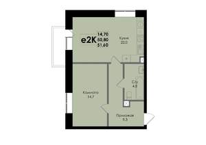 2-к квартира, вторичка, 52м2, 10/22 этаж