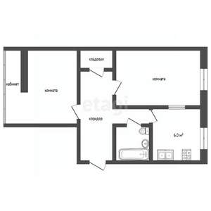 2-к квартира, вторичка, 42м2, 3/5 этаж