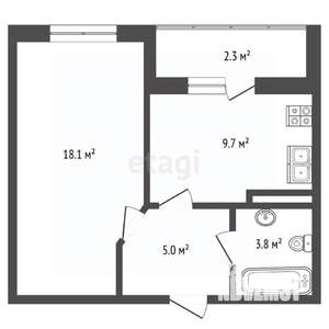 1-к квартира, вторичка, 39м2, 7/9 этаж
