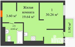 1-к квартира, вторичка, 30м2, 23/25 этаж