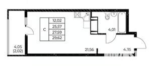 Студия квартира, строящийся дом, 30м2, 4/25 этаж