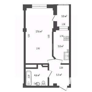 1-к квартира, вторичка, 36м2, 22/28 этаж